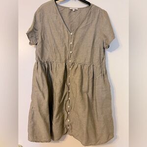 Madewell Womens XL Green Linen Button Up Dress